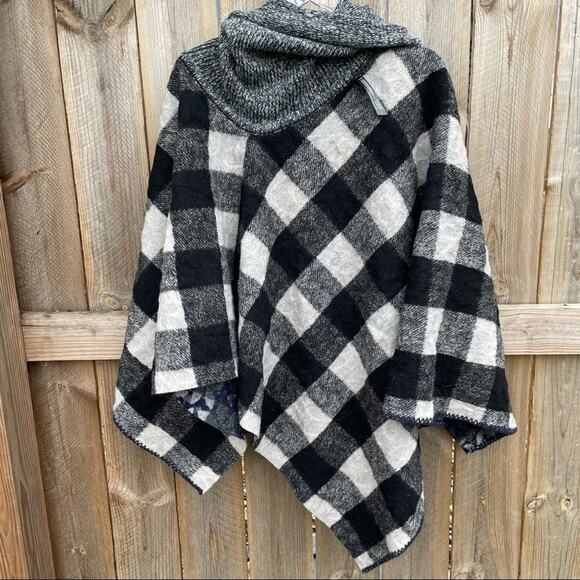 Anthropologie Poncho Wintertide Wool Blend Reversible Pullover One Size Floral - Picture 3 of 9